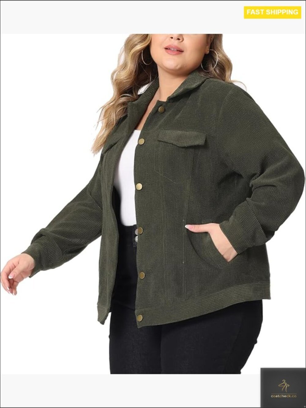 Oversize Corduroy Button Down Long Sleeve Loose Shacket Jacket Outwear